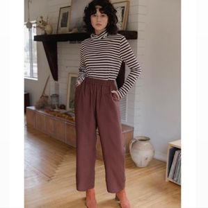 NWOT Tradlands Womens Paloma Linen Blend Pants in Earth Brownish Red Size Small.